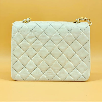 CHANEL vintage white 24k gold classic flap