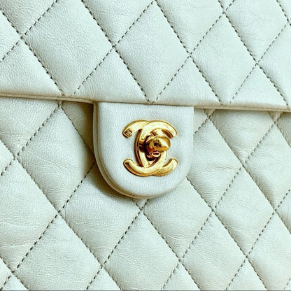 CHANEL vintage white 24k gold classic flap