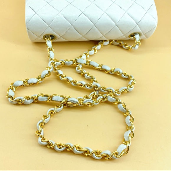 CHANEL vintage white 24k gold classic flap