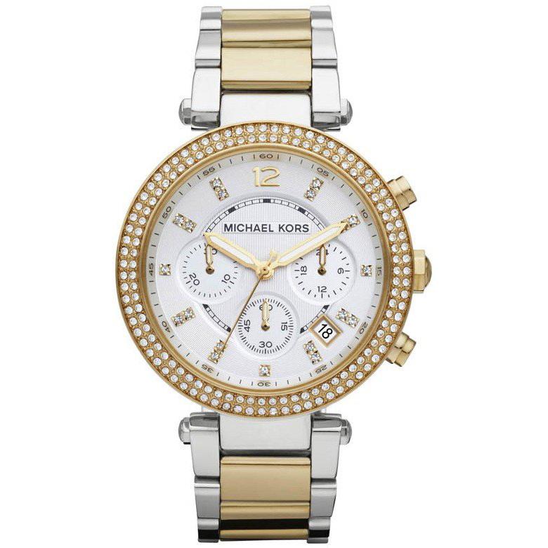 Ladies / Womens Parker Silver & Gold Chronograph Michael Kors Designer Watch MK5626