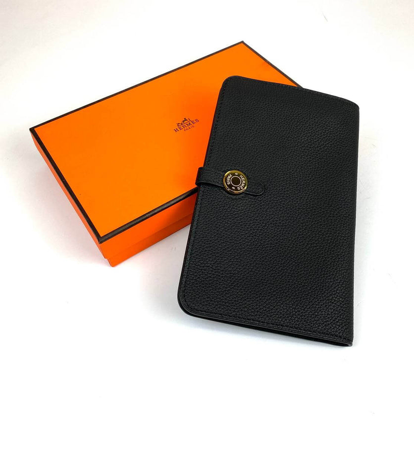 Hermès black Dogon Duo wallet