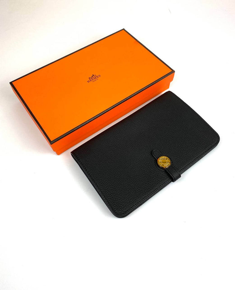 Hermès black Dogon Duo wallet