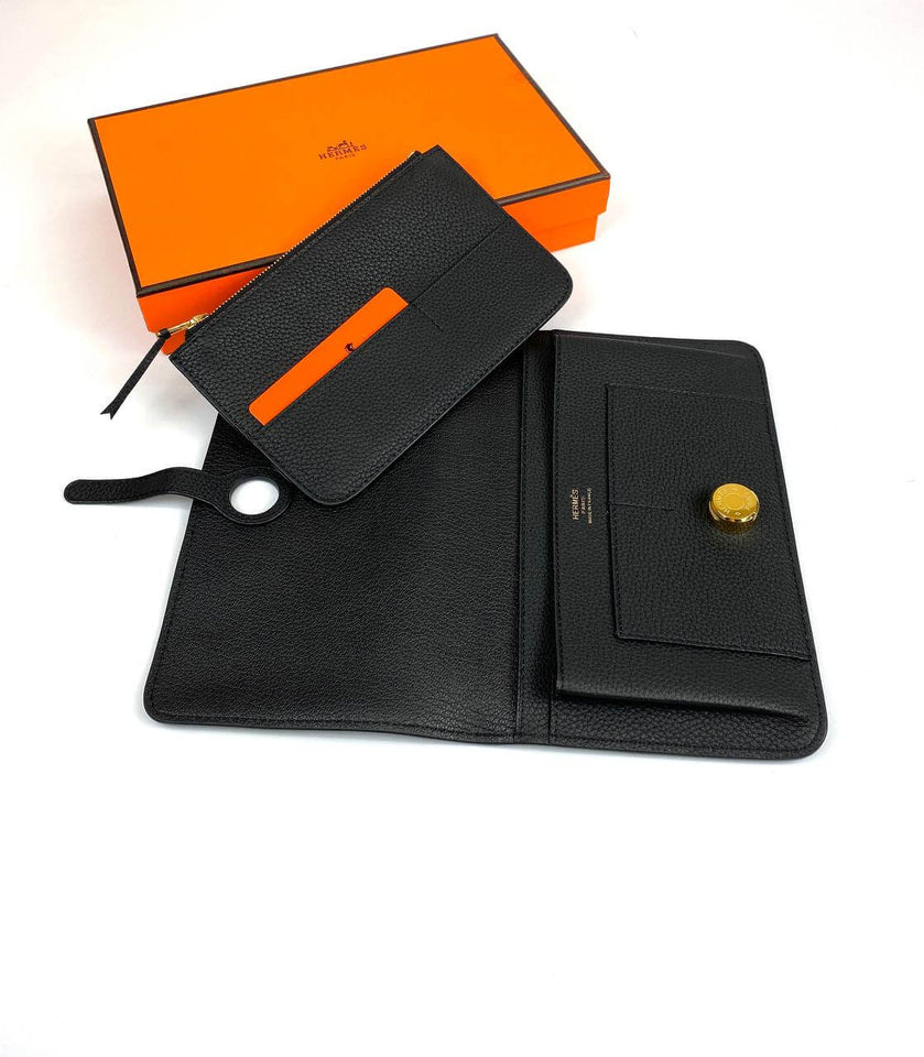 Hermès black Dogon Duo wallet