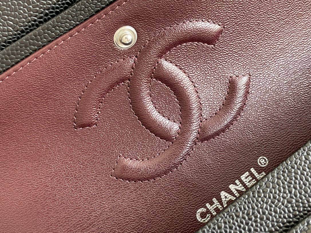 CHANEL small classic handbag Grained Calfskin & Silver-Tone Metal Black