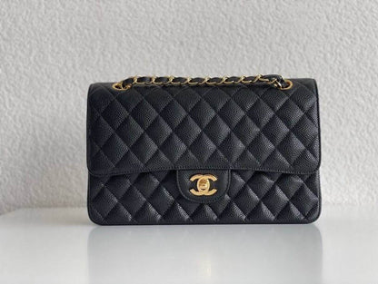 CHANEL small classic nandbag Grained Calfskin & Gold-Tone Metal Black