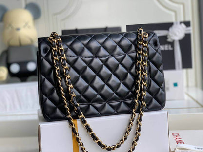 CHANEL Classic  Lambskin & Gold-Tone Metal Black