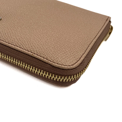 Zipper Around Leather Beige Wallet