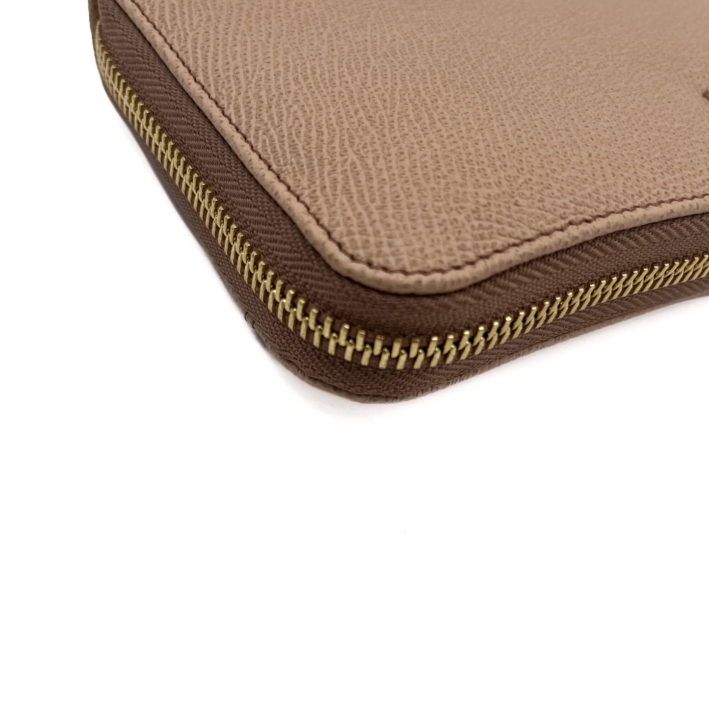 Zipper Around Leather Beige Wallet