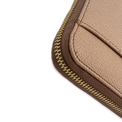 Zipper Around Leather Beige Wallet